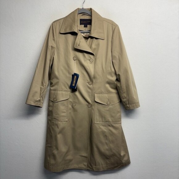 NWT Pendleton Double Breasted Trench Coat Cream Tan 10 Women's Lined Longline - Picture 1 of 9
